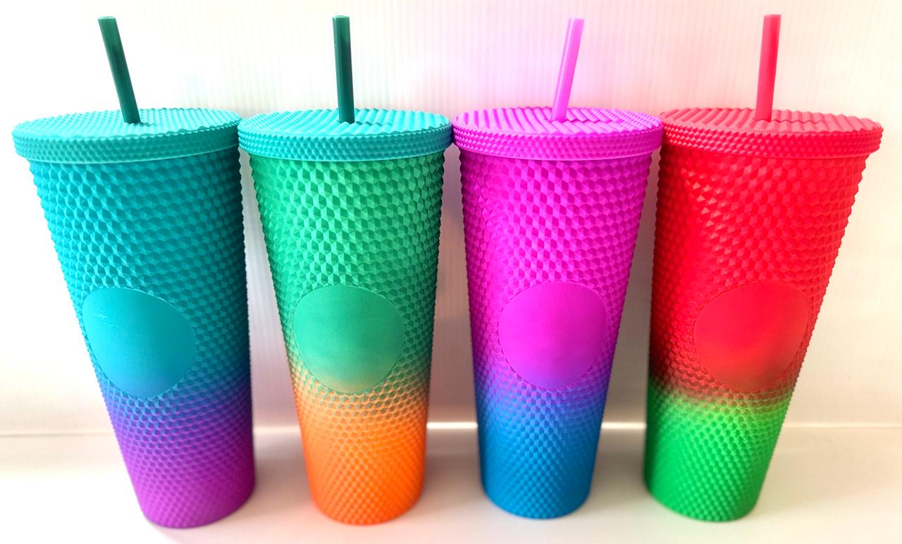 Vasos Diamantado Irisdicente Rojo Verde