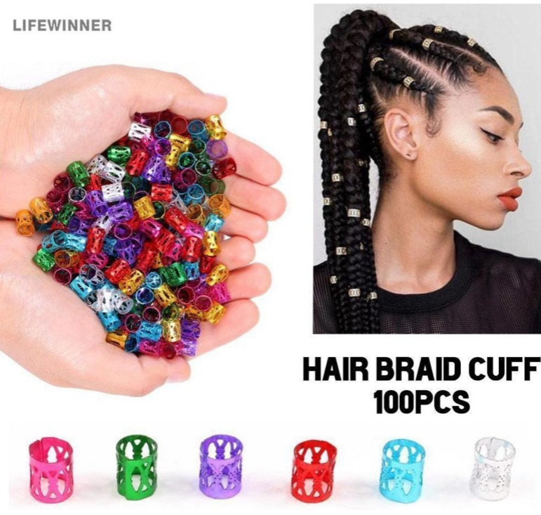 Anillo De Trenzas de Cabello Dreadlock Decoración Accesorios para el Cabello 100 pcs